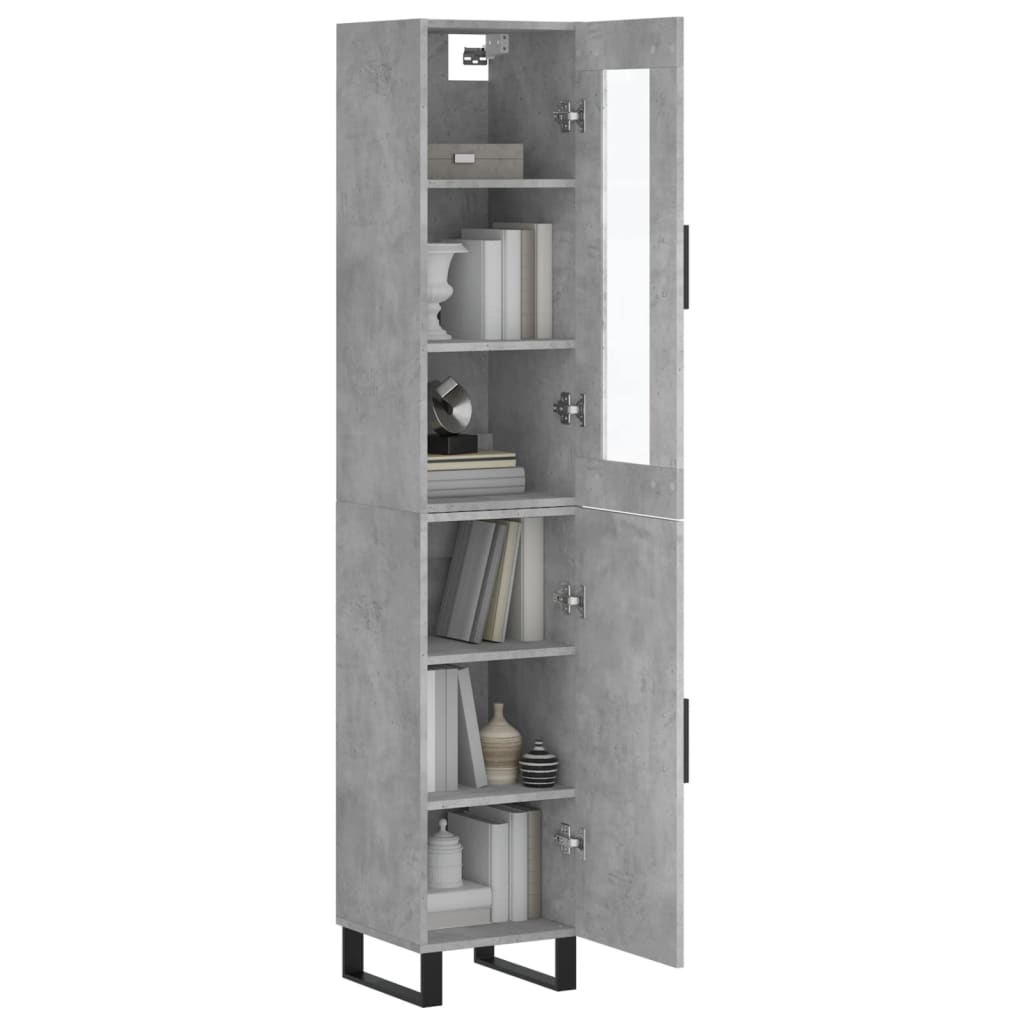 Highboard Betongrau 34,5x34x180 cm Holzwerkstoff