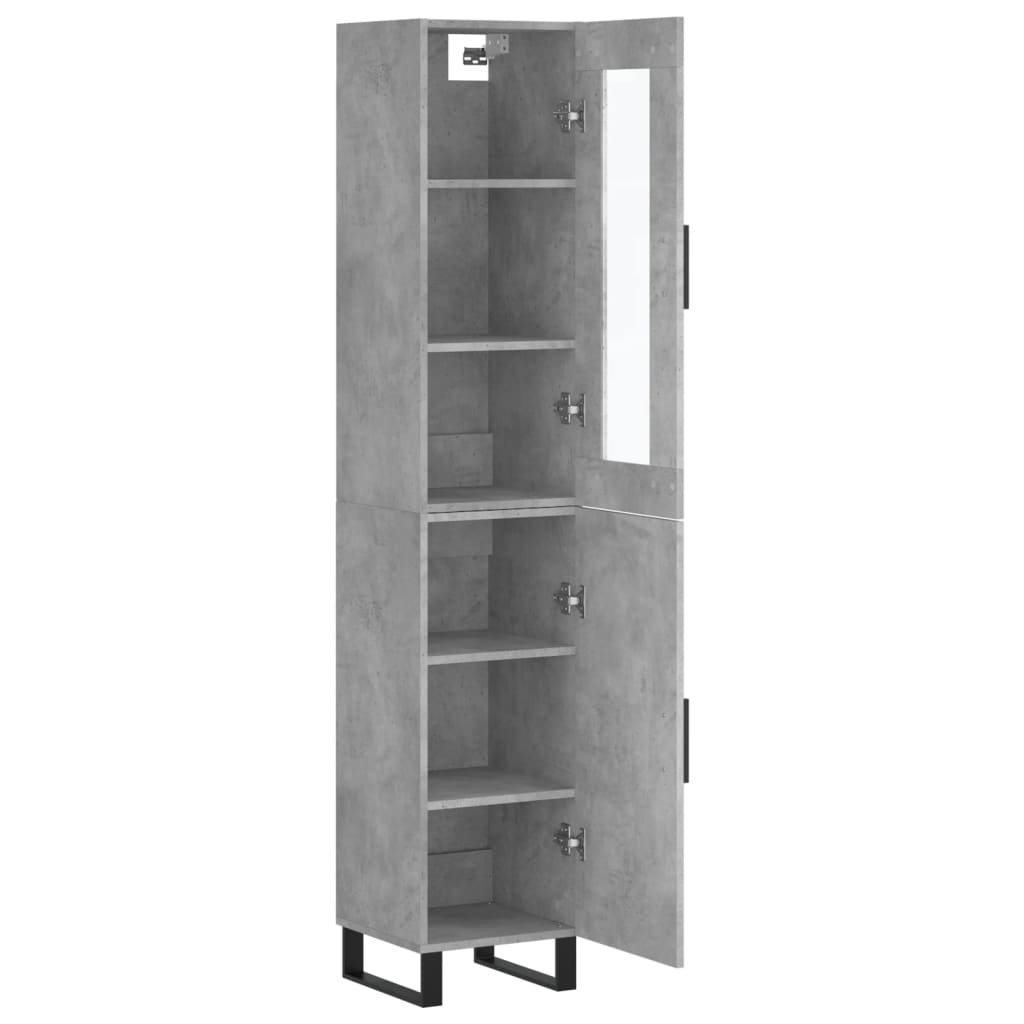 Highboard Betongrau 34,5x34x180 cm Holzwerkstoff