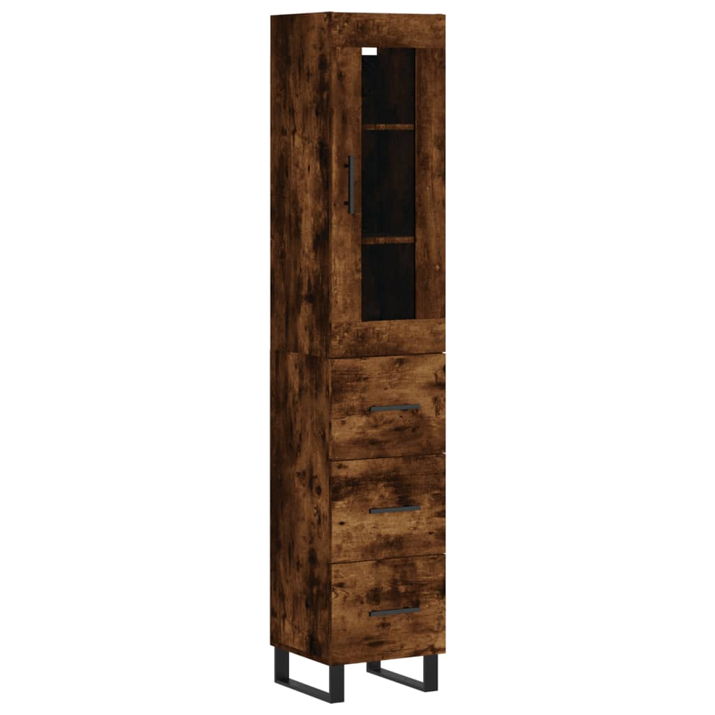 Highboard Räuchereiche 34,5x34x180 cm Holzwerkstoff