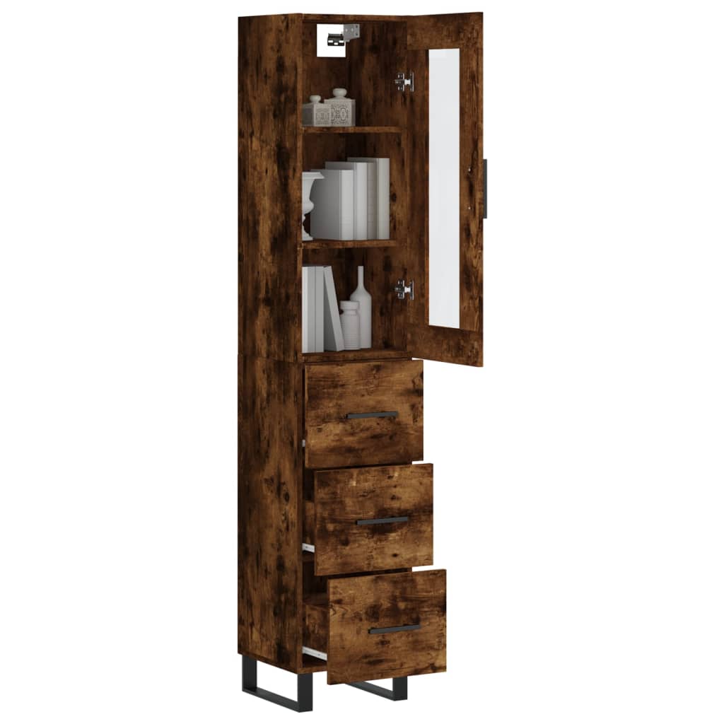 Highboard Räuchereiche 34,5x34x180 cm Holzwerkstoff