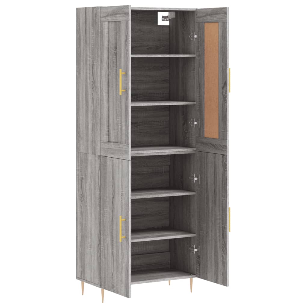 Highboard Grau Sonoma 69,5x34x180 cm Holzwerkstoff