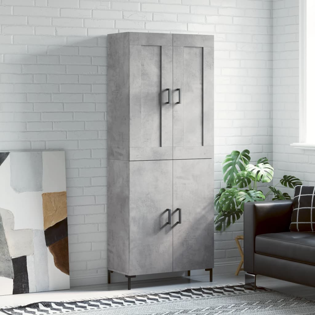 Highboard Betongrau 69,5x34x180 cm Holzwerkstoff