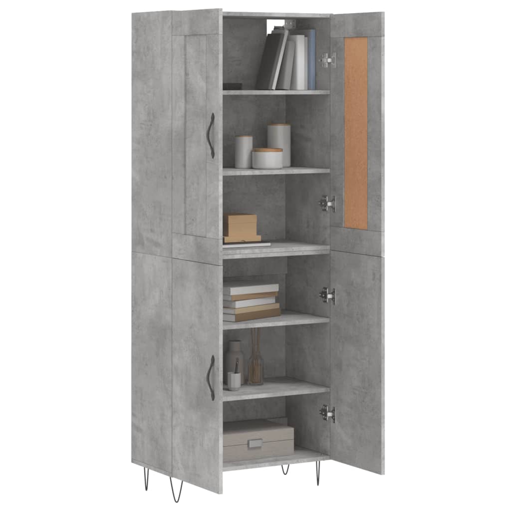 Highboard Betongrau 69,5x34x180 cm Holzwerkstoff