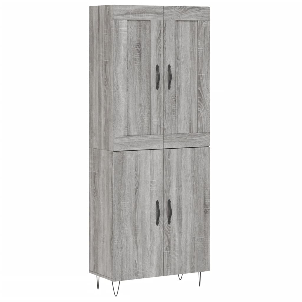 Highboard Grau Sonoma 69,5x34x180 cm Holzwerkstoff