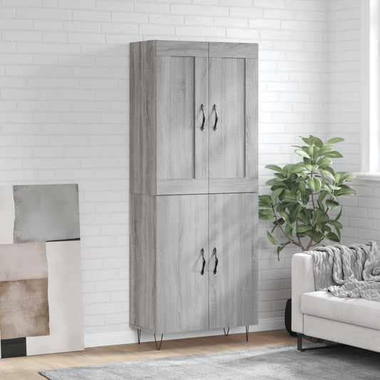 Highboard Grau Sonoma 69,5x34x180 cm Holzwerkstoff