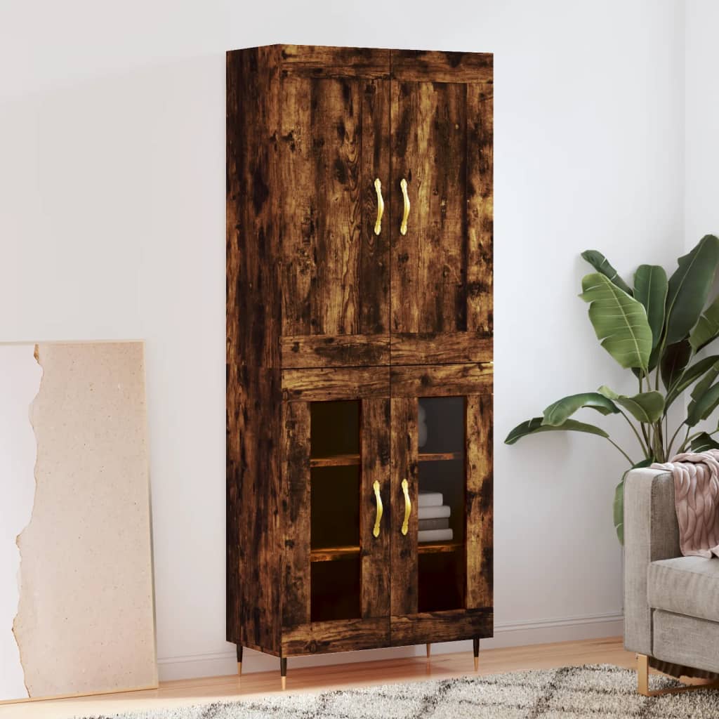 Highboard Räuchereiche 69,5x34x180 cm Holzwerkstoff
