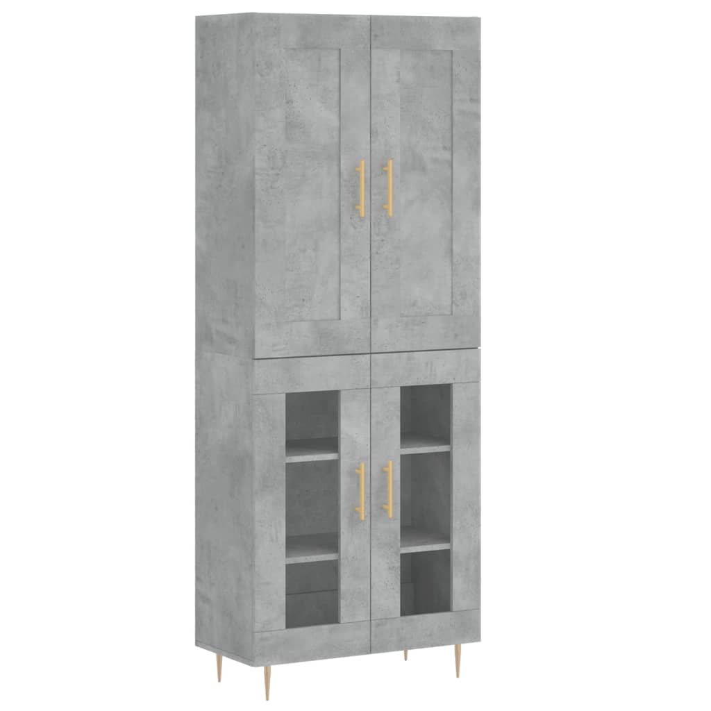 Highboard Betongrau 69,5x34x180 cm Holzwerkstoff