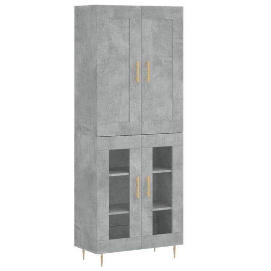Highboard Betongrau 69,5x34x180 cm Holzwerkstoff