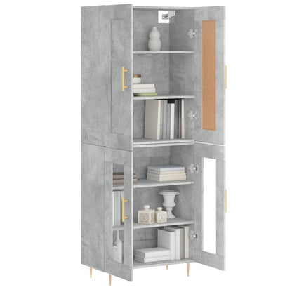 Highboard Betongrau 69,5x34x180 cm Holzwerkstoff