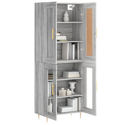 Highboard Grau Sonoma 69,5x34x180 cm Holzwerkstoff