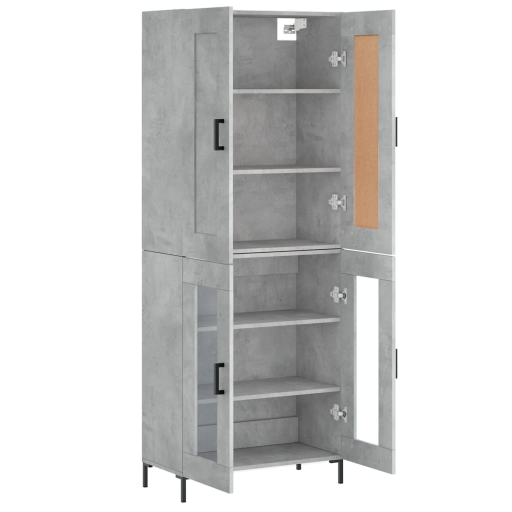 Highboard Betongrau 69,5x34x180 cm Holzwerkstoff