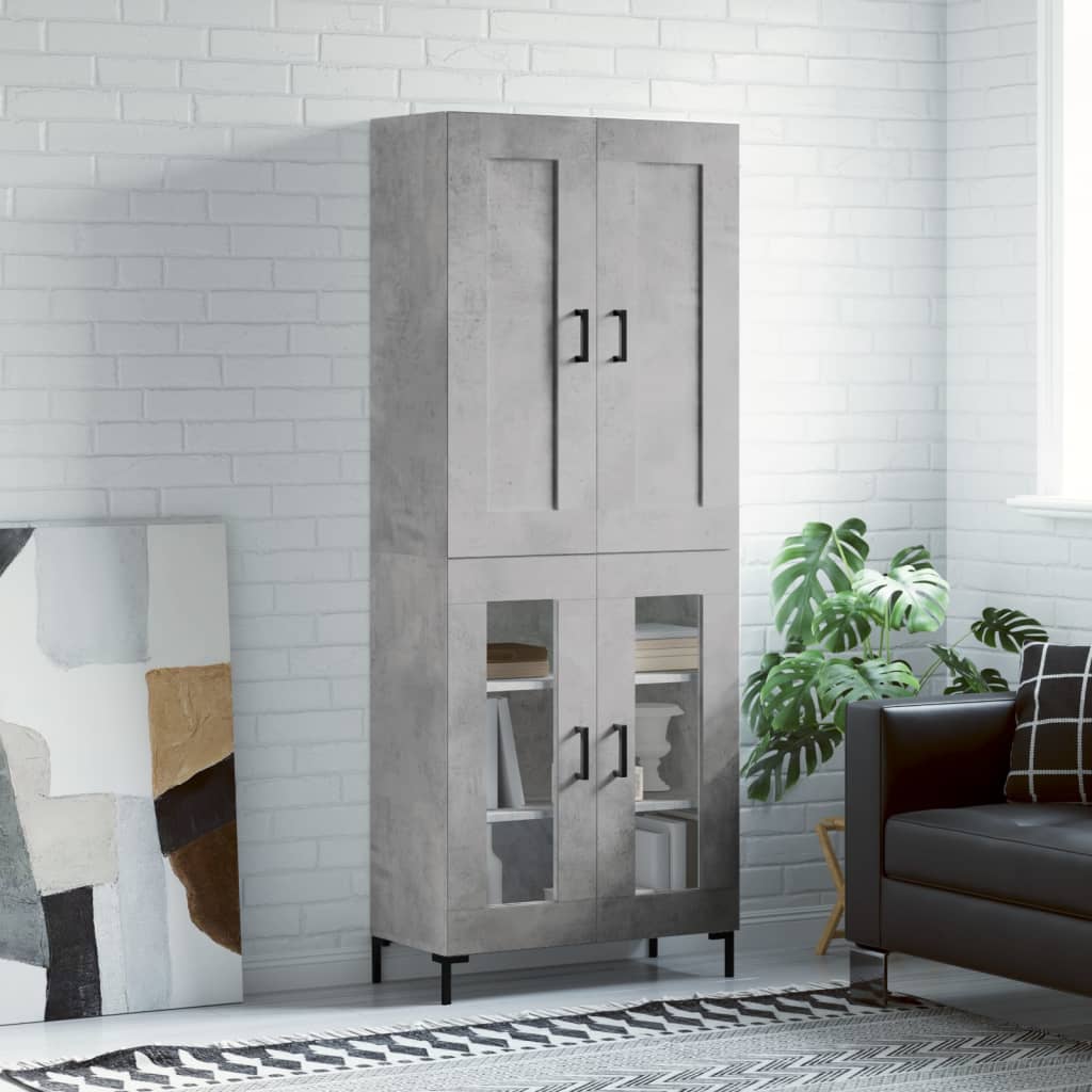 Highboard Betongrau 69,5x34x180 cm Holzwerkstoff