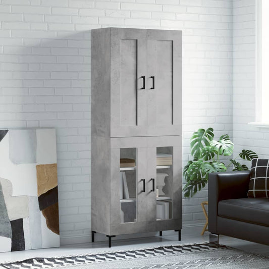 Highboard Betongrau 69,5x34x180 cm Holzwerkstoff