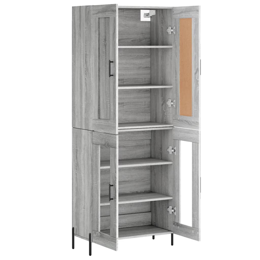 Highboard Grå Sonoma 69,5x34x180 cm Træmateriale