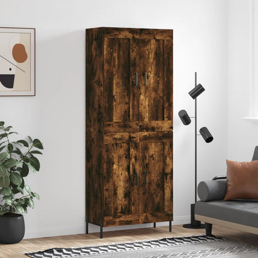 Highboard Räuchereiche 69,5x34x180 cm Holzwerkstoff