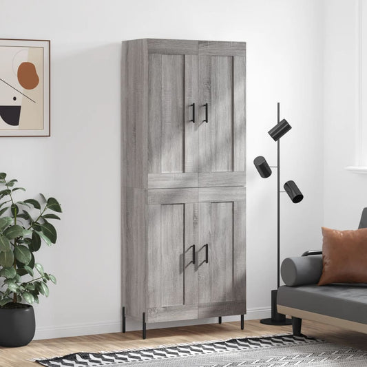 Highboard Grau Sonoma 69,5x34x180 cm Holzwerkstoff