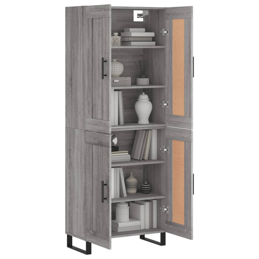 Highboard Grau Sonoma 69,5x34x180 cm Holzwerkstoff