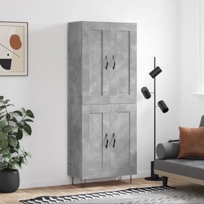 Highboard Betongrau 69,5x34x180 cm Holzwerkstoff