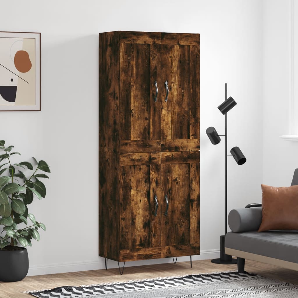 Highboard Räuchereiche 69,5x34x180 cm Holzwerkstoff