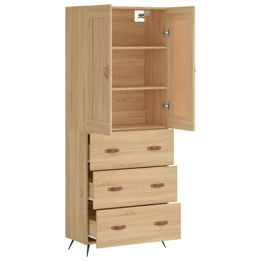 Highboard Sonoma-Eiche 69,5x34x180 cm Holzwerkstoff