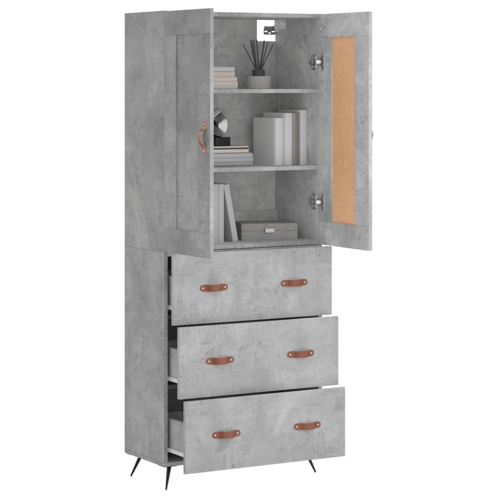 Highboard Betongrau 69,5x34x180 cm Holzwerkstoff