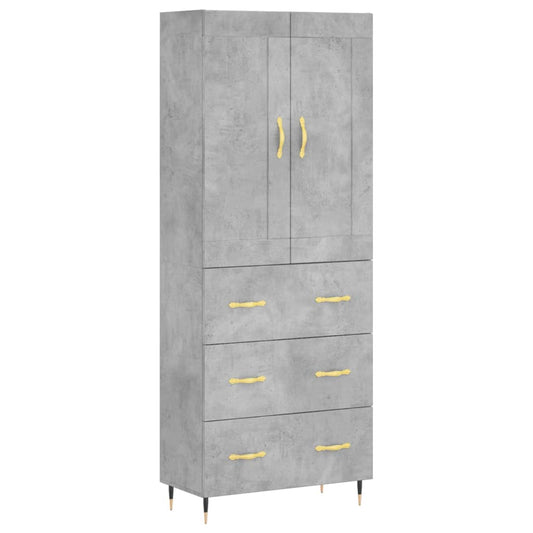 Highboard Betongrau 69,5x34x180 cm Holzwerkstoff