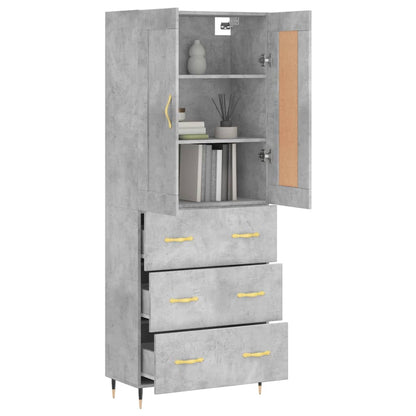 Highboard Betongrau 69,5x34x180 cm Holzwerkstoff