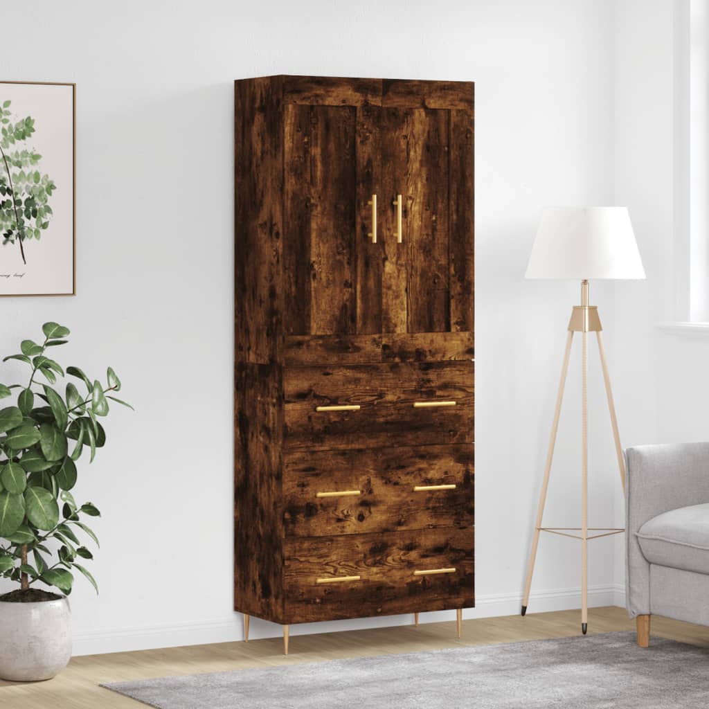 Highboard Räuchereiche 69,5x34x180 cm Holzwerkstoff
