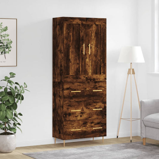 Highboard Räuchereiche 69,5x34x180 cm Holzwerkstoff
