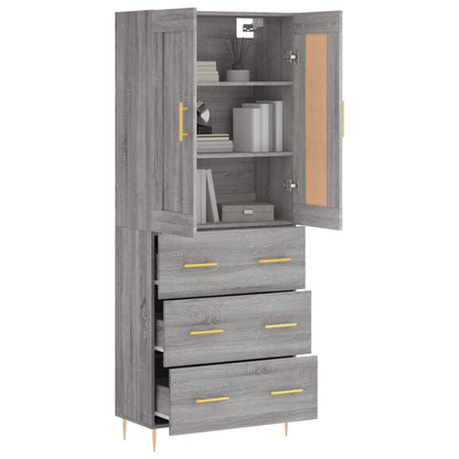 Highboard Grau Sonoma 69,5x34x180 cm Holzwerkstoff