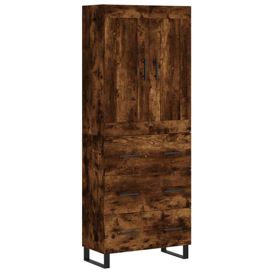 Highboard Räuchereiche 69,5x34x180 cm Holzwerkstoff