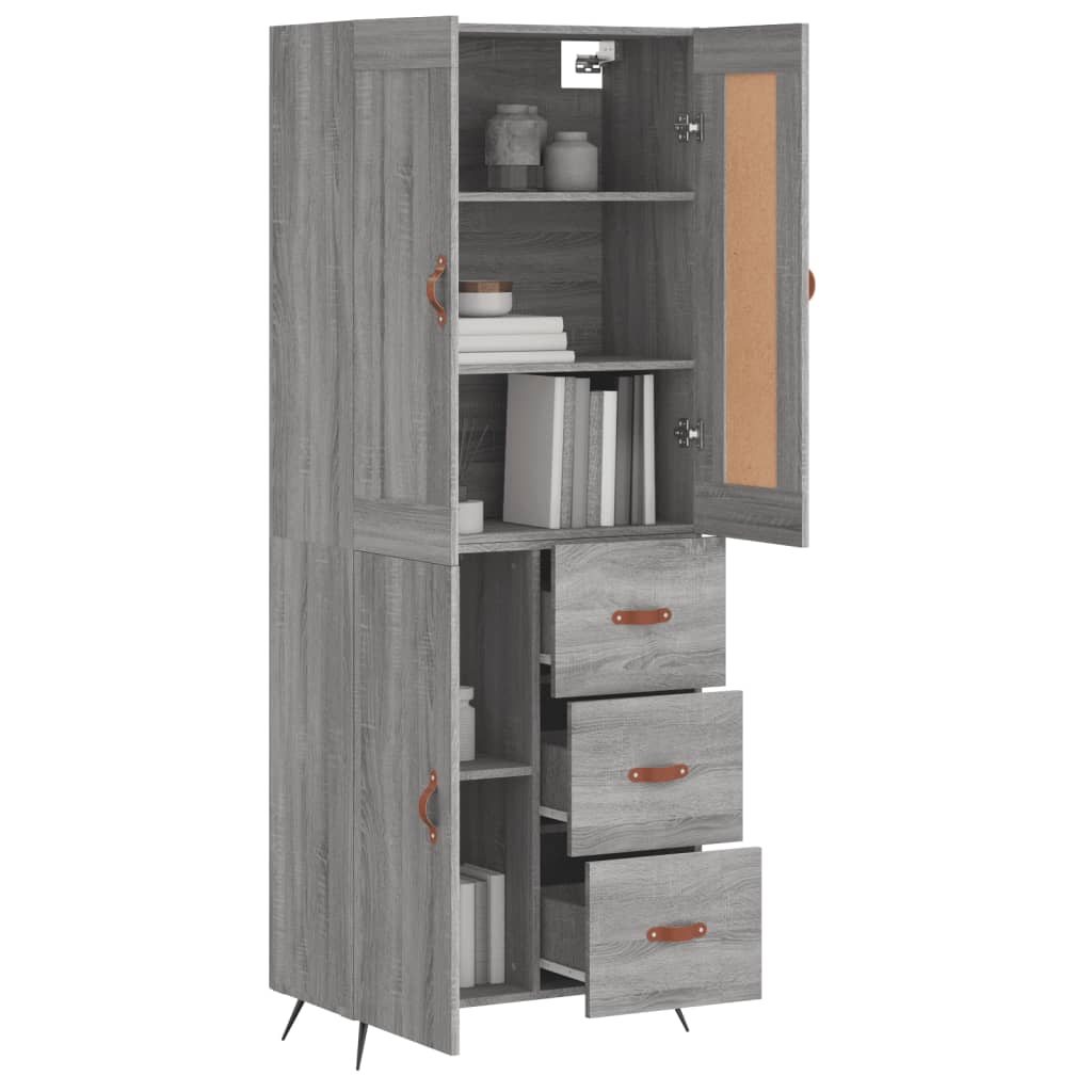 Highboard Grau Sonoma 69,5x34x180 cm Holzwerkstoff