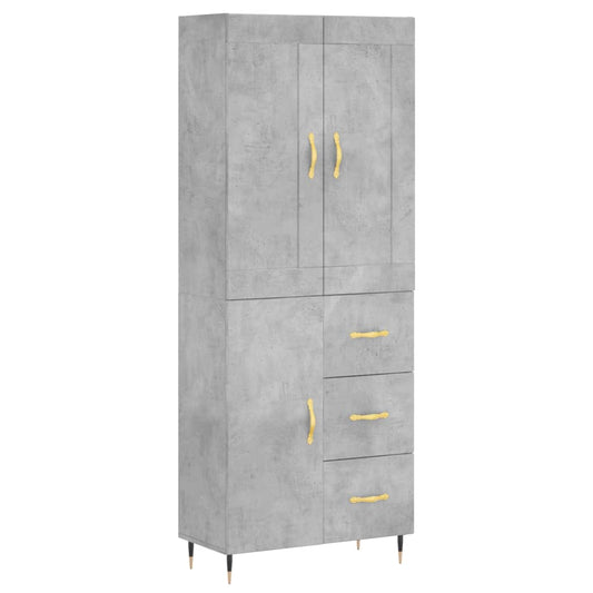 Highboard Betongrau 69,5x34x180 cm Holzwerkstoff