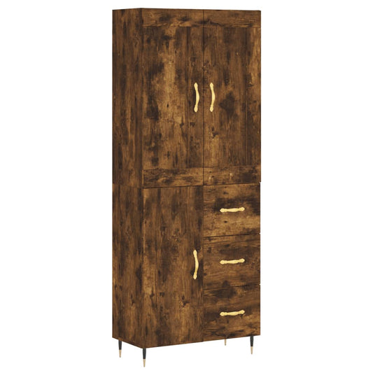 Highboard Räuchereiche 69,5x34x180 cm Holzwerkstoff