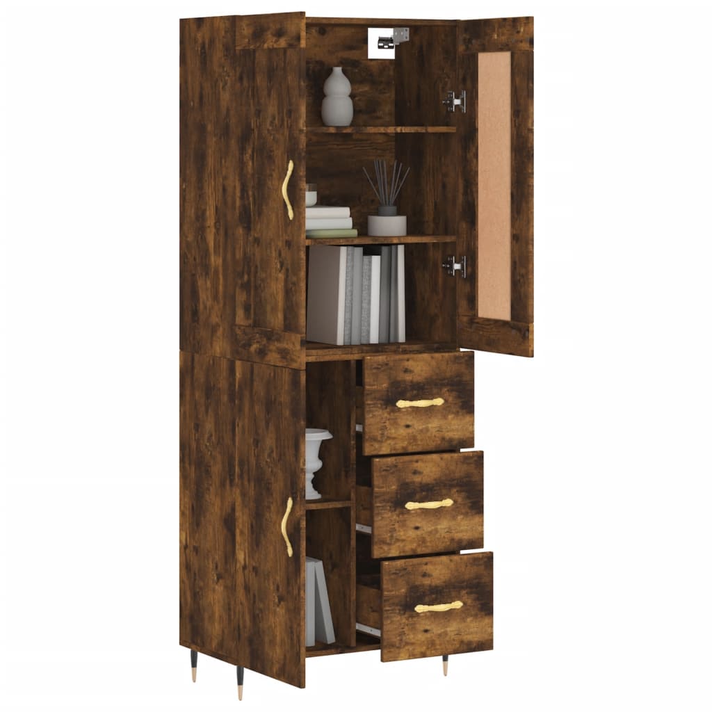 Highboard Räuchereiche 69,5x34x180 cm Holzwerkstoff