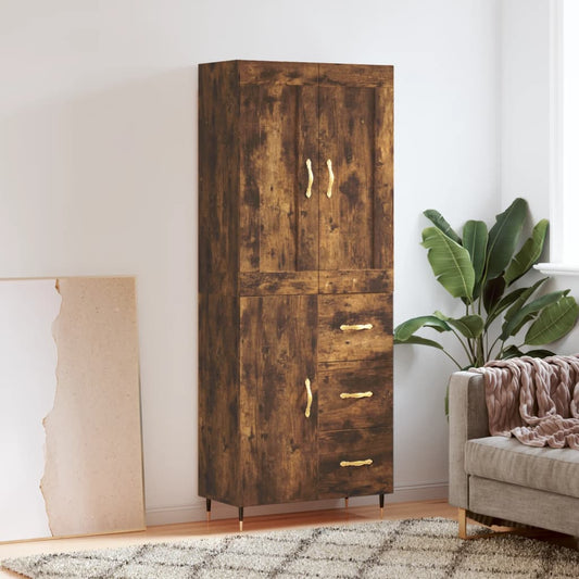 Highboard Räuchereiche 69,5x34x180 cm Holzwerkstoff