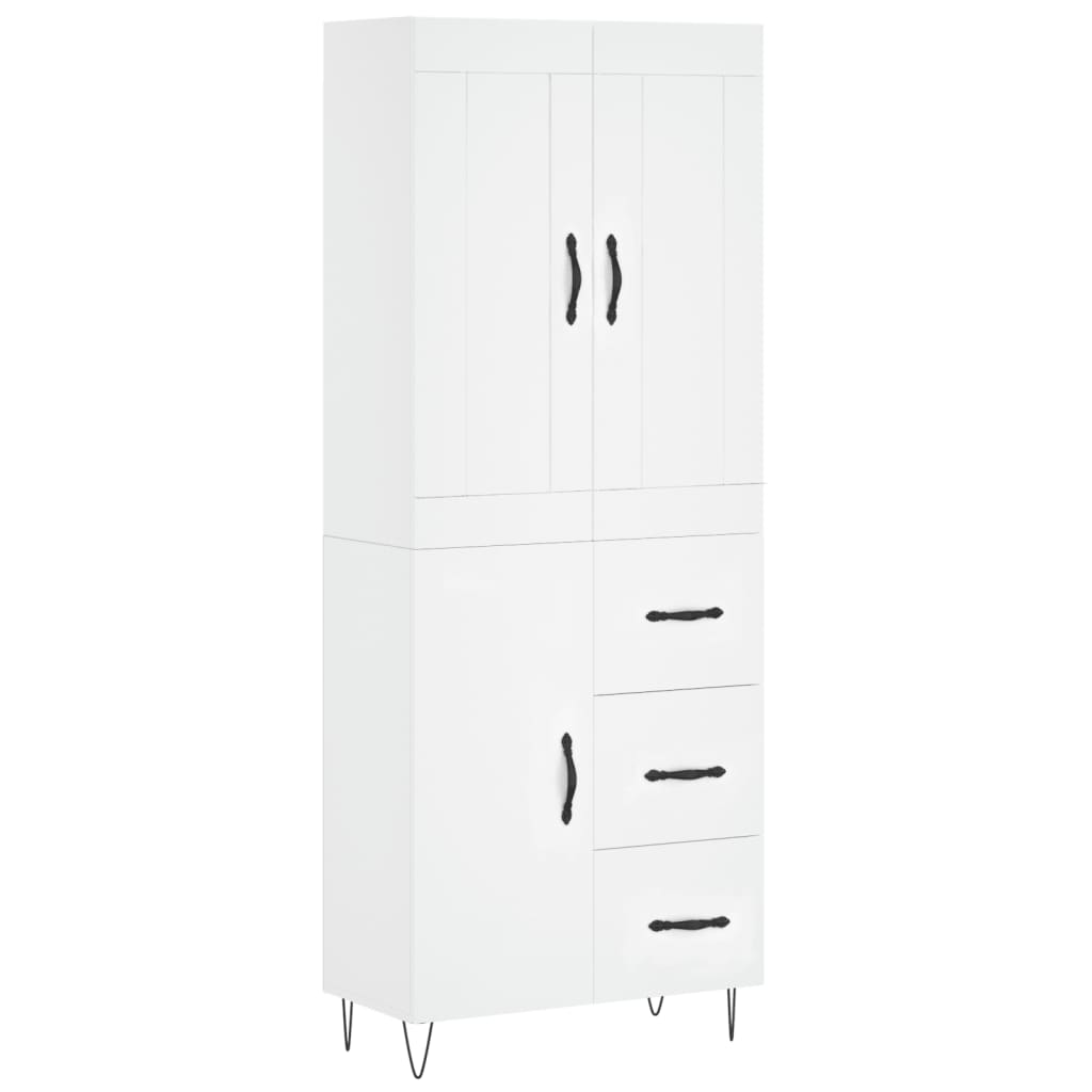 Highboard Weiß 69,5x34x180 cm Holzwerkstoff