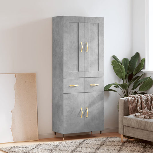 Highboard Betongrau 69,5x34x180 cm Holzwerkstoff