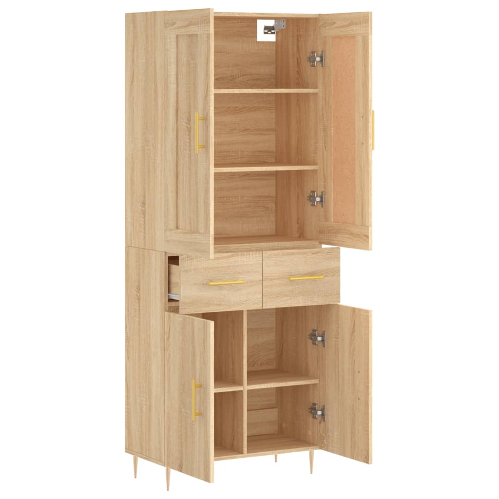 Highboard Sonoma-Eiche 69,5x34x180 cm Holzwerkstoff