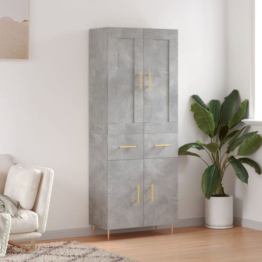 Highboard Betongrau 69,5x34x180 cm Holzwerkstoff