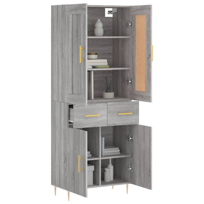 Highboard Grau Sonoma 69,5x34x180 cm Holzwerkstoff