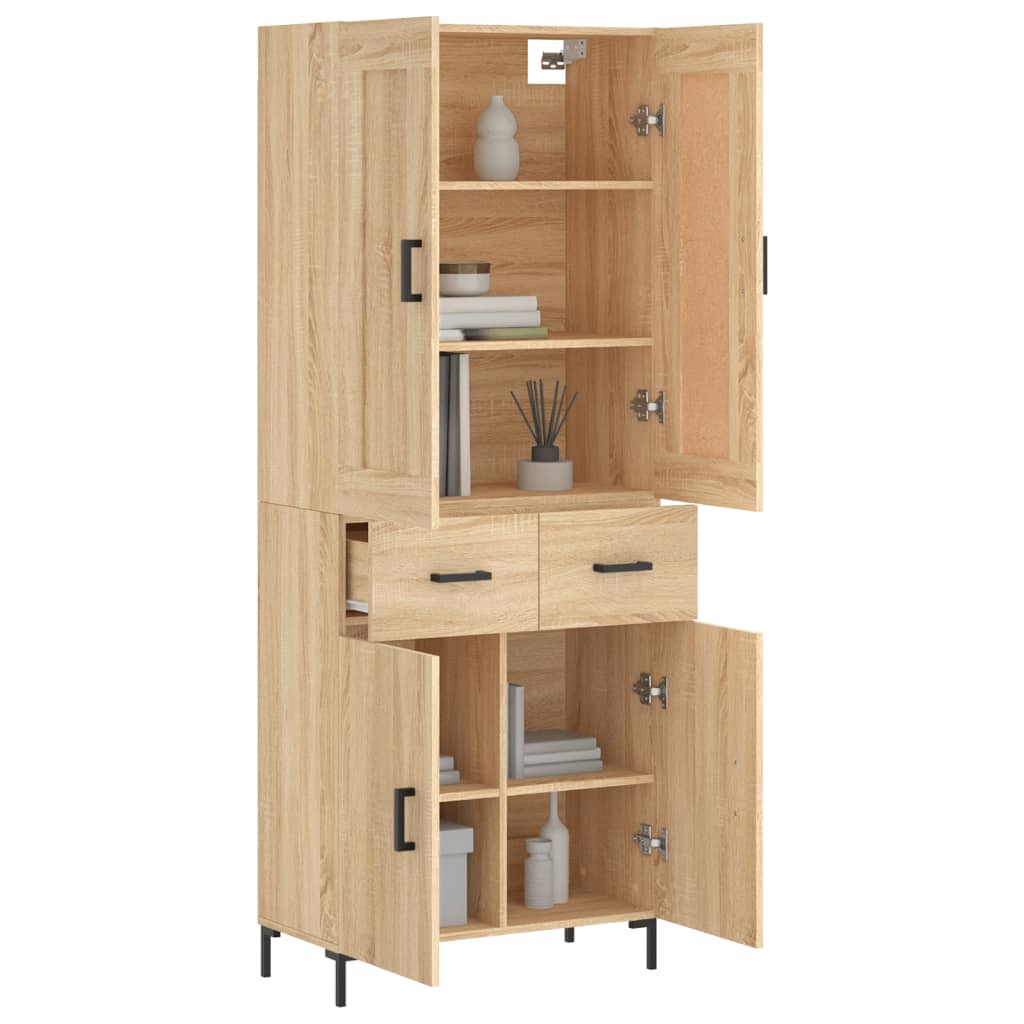 Highboard Sonoma-Eiche 69,5x34x180 cm Holzwerkstoff