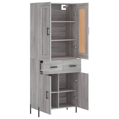 Highboard Grau Sonoma 69,5x34x180 cm Holzwerkstoff