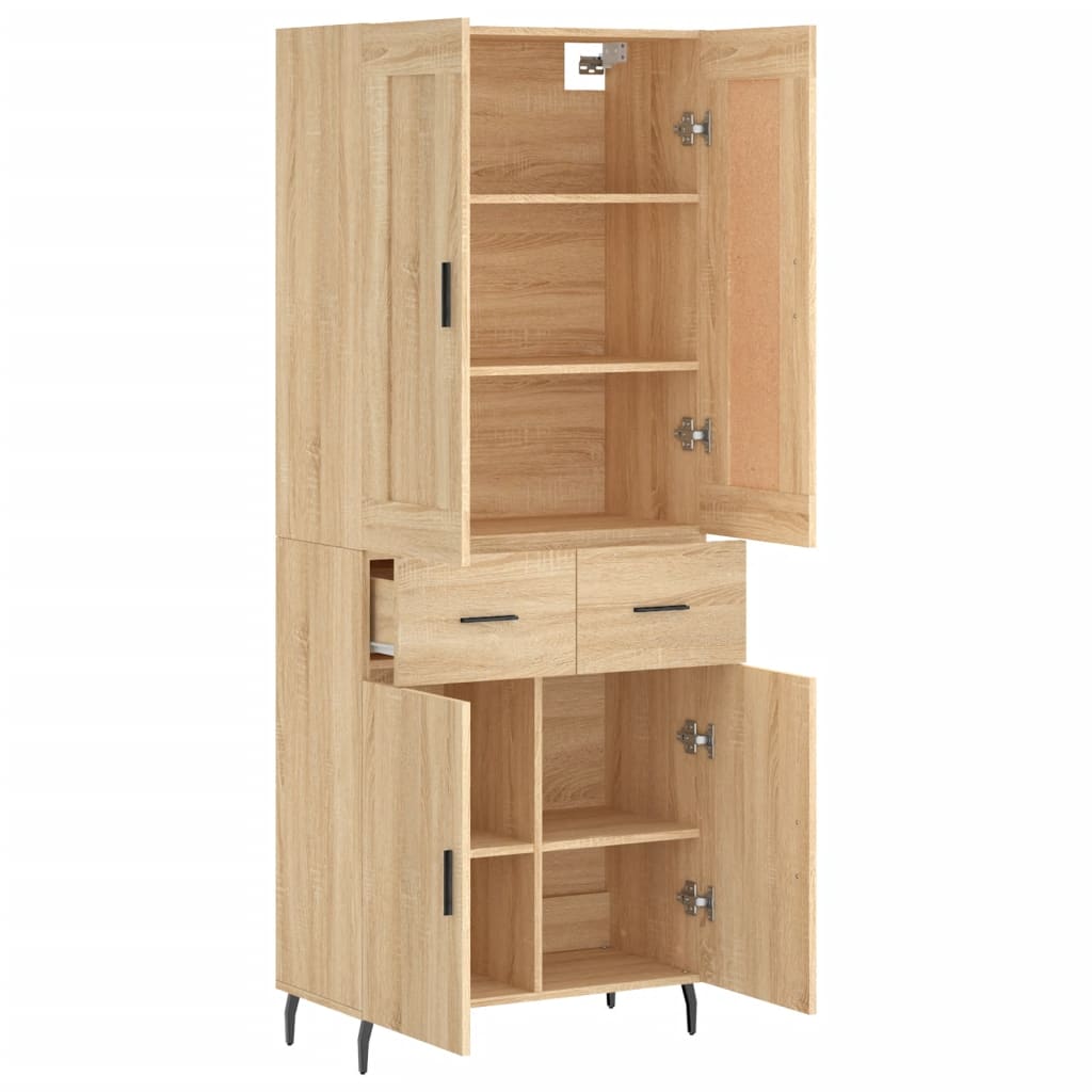 Highboard Sonoma-Eiche 69,5x34x180 cm Holzwerkstoff