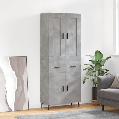Highboard Betongrau 69,5x34x180 cm Holzwerkstoff