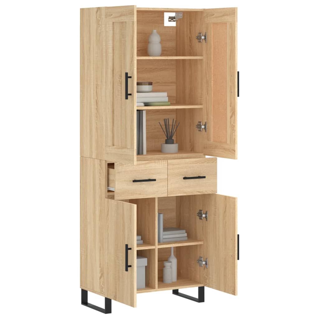 Highboard Sonoma-Eiche 69,5x34x180 cm Holzwerkstoff