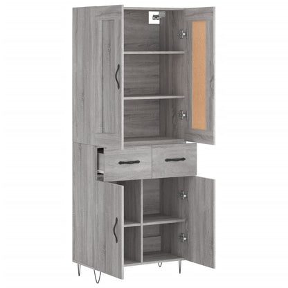 Highboard Grau Sonoma 69,5x34x180 cm Holzwerkstoff