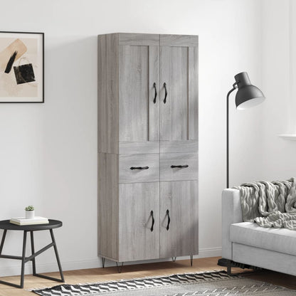 Highboard Grau Sonoma 69,5x34x180 cm Holzwerkstoff
