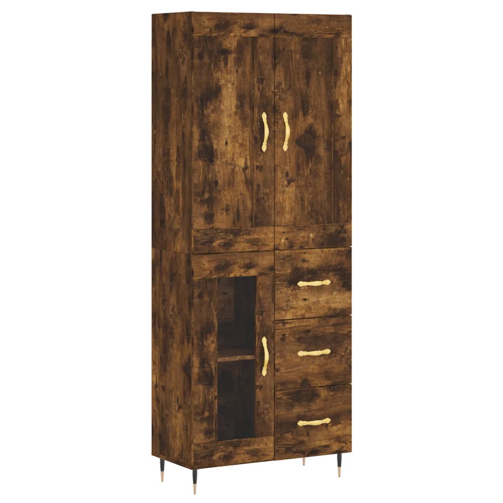 Highboard Räuchereiche 69,5x34x180 cm Holzwerkstoff