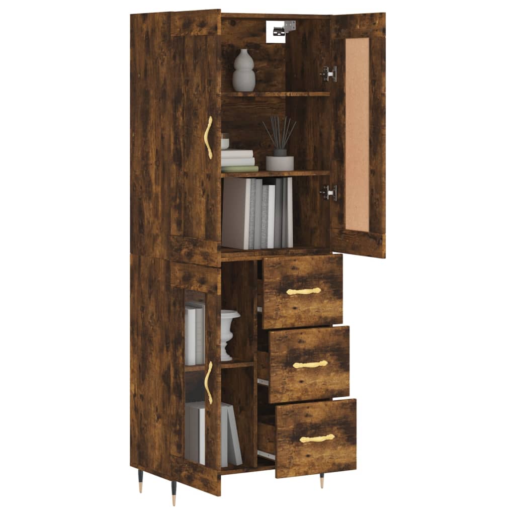 Highboard Räuchereiche 69,5x34x180 cm Holzwerkstoff